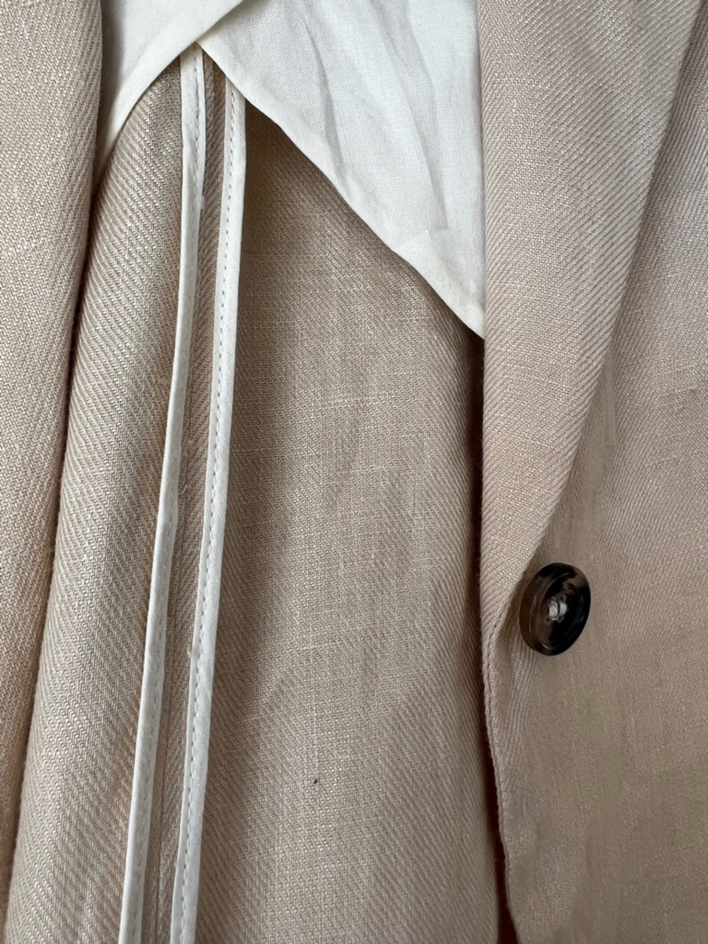 Zara Cream Linen-Blend Blazer Jacket - Picture 11 of 12